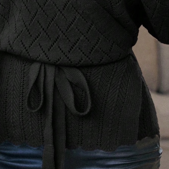 SHORT SLEEVE WRAP KNIT WITH TIE STAR GAZER